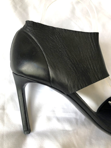 VINCE Size 9 Stephanie Black Leather Open Toe Heels