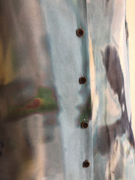 theyskens' theory MEDIUM Blue Silk Watercolor Blouse - CLEARANCE