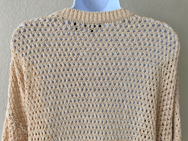 Theory Karenia Size Large Cream Knit Sweater