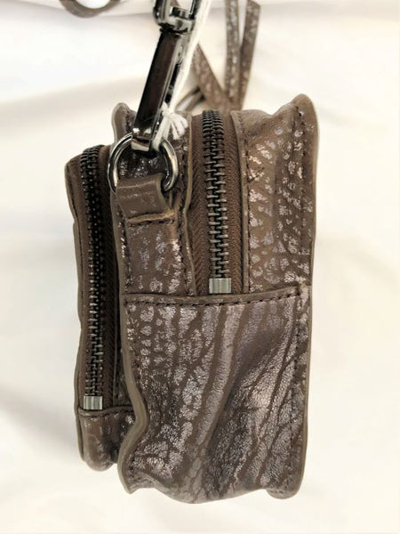 kooba - NEW - Brown Metallic Crackle Print Leather Cross Body