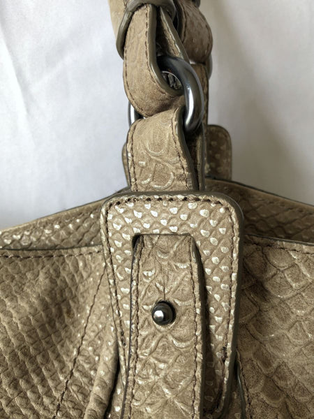 kooba Jonnie Gray Leather Snakeskin Bag