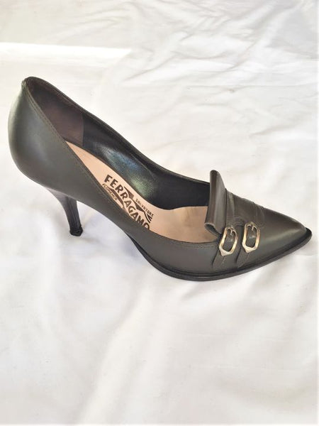 Salvatore Ferragamo Authentic Size 6 Olive Pumps - CLEARANCE