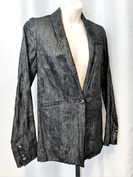 J Brand Size 2 Charcoal Metallic Blazer - Missing Cuff Button