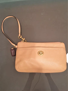 COACH Tan Leather Wristlet