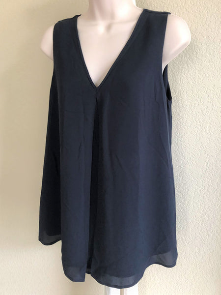 Theory SMALL Navy Lesay Silk Top