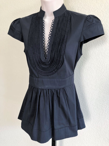 BCBGMaxazria Size XS Navy Peplum Top