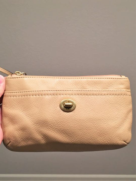 COACH Tan Leather Wristlet