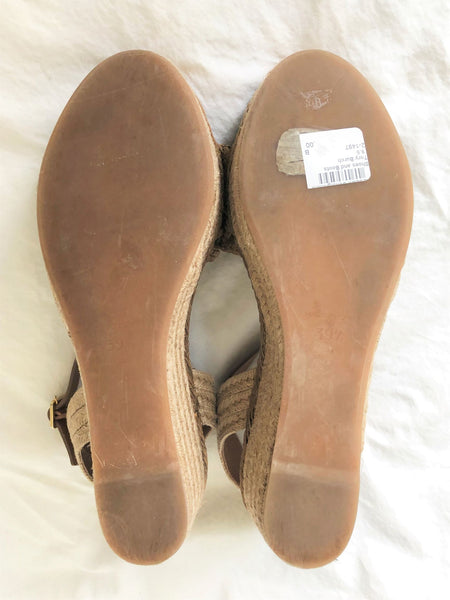 Tory Burch Size 8.5 Tan Woven Wedge Sandals