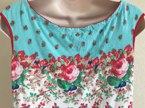 Blumarine SMALL Vintage Blue and Red Floral Top