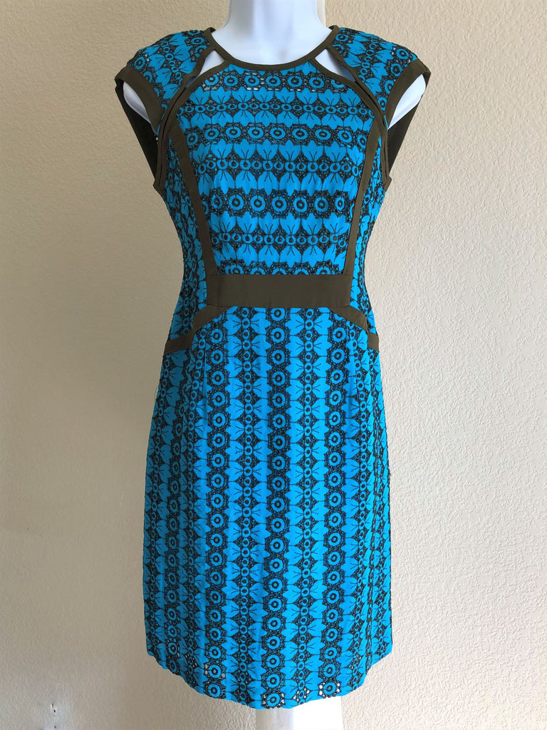nanette lepore navy lace dress Nanette Lepore Aerial Shift Dress Women's Dress Cobalt Multi : 4