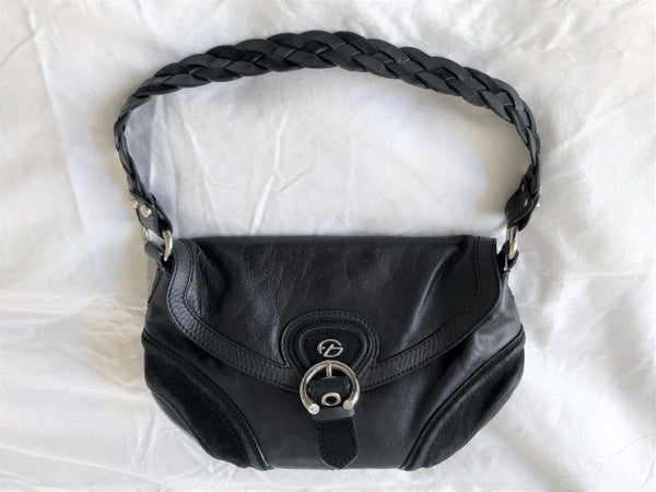 Francesco Biasia Black Leather Shoulder Bag - CLEARANCE
