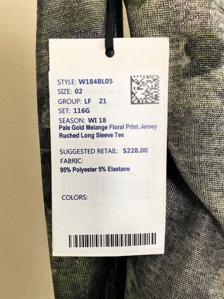 WORTH Size 2 - NEW - Green Floral Ruched Top