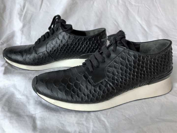 VINCE Size 6.5 Rayner Black Snakeskin Sneakers