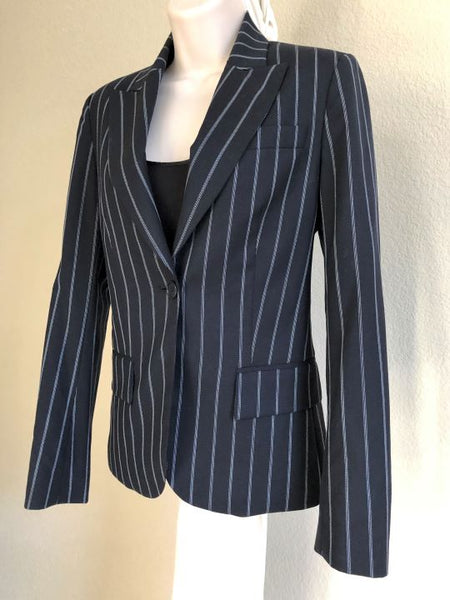 Theory Size 4 Navy Pinstriped Blazer