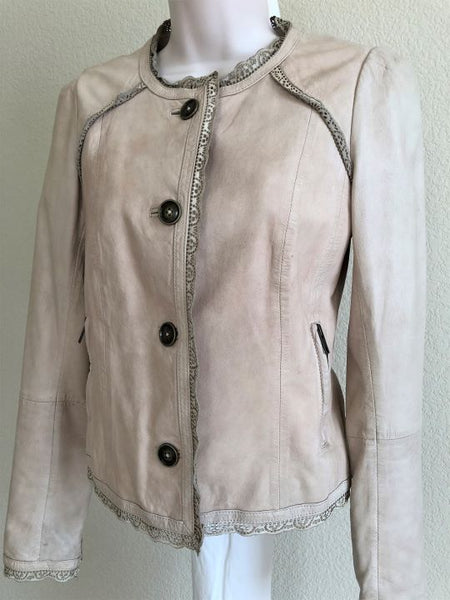 Elevenses Anthropologie Size 0 Battenburg Leather Jacket