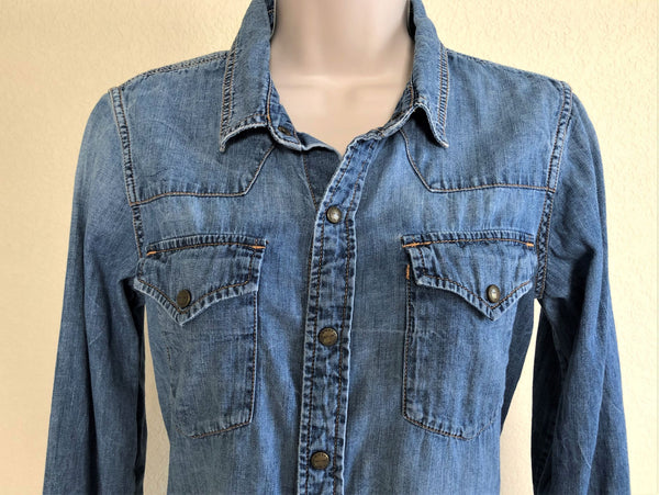 Current / Elliott SMALL Blue Chambray Shirt