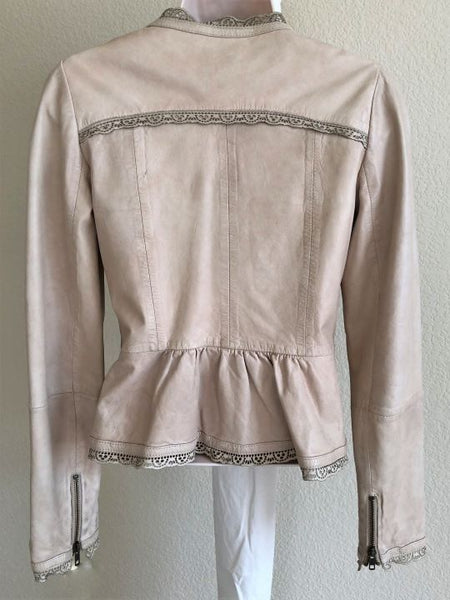 Elevenses Anthropologie Size 0 Battenburg Leather Jacket