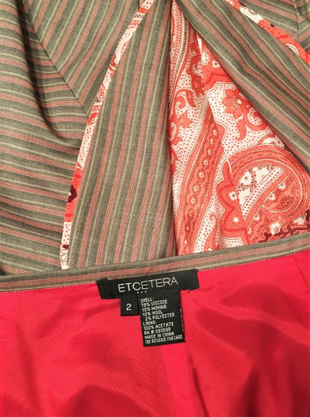 Etcetera NEW Size 2 Brown Skirt Suit Floral Trim