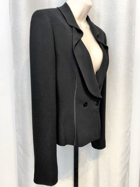 Armani Collezioni Size 6 Black Silk Blazer