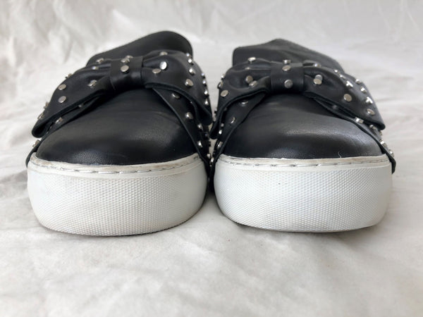 J/Slides Size 10 Black Leather Bow Sneakers