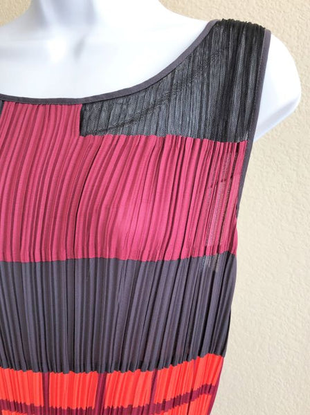 BCBGMaxazria LARGE Kyler Pleated Color Block Dress