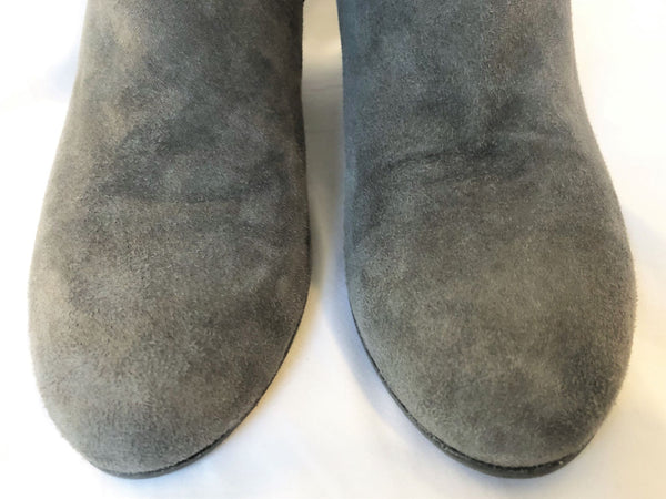 Aquatalia Size 6.5 Gray Leather Wedge Boots