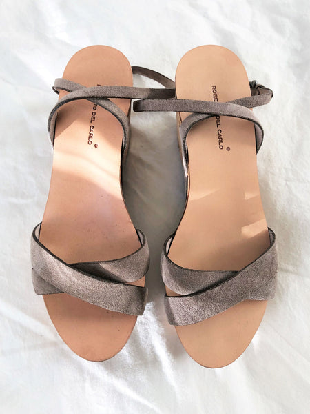 Roberto Del Carlo Size 5.5 - 6 Taupe Suede Sandals