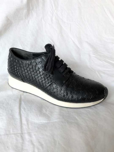 VINCE Size 6.5 Rayner Black Snakeskin Sneakers