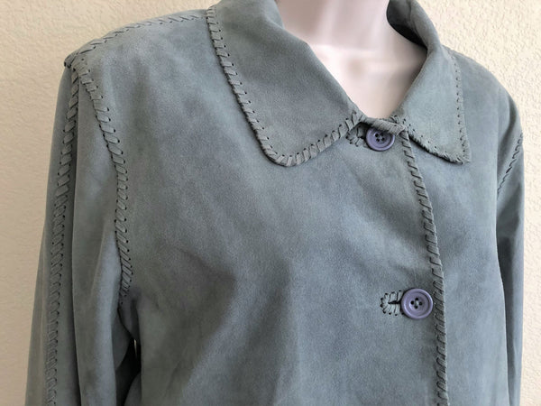 Sundance Size 10 Gray Suede Leather Whipstitch Jacket