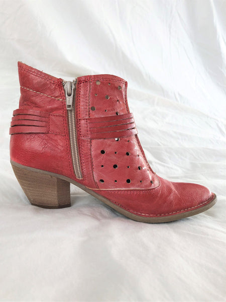 Khris Size 5.5 Red Leather Bootie - CLEARANCE