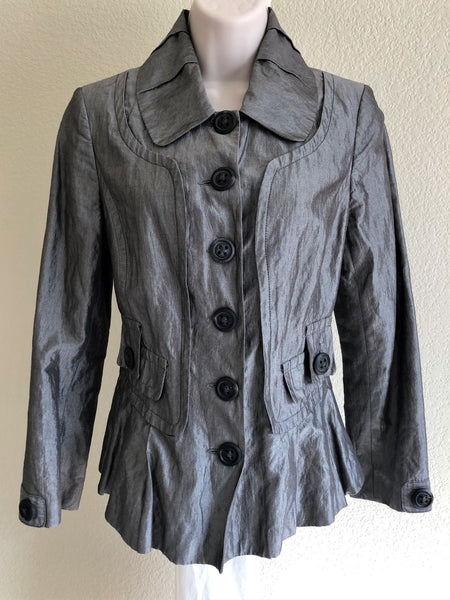 People Like Frank Size XS Gray Ruffle Hem Blazer