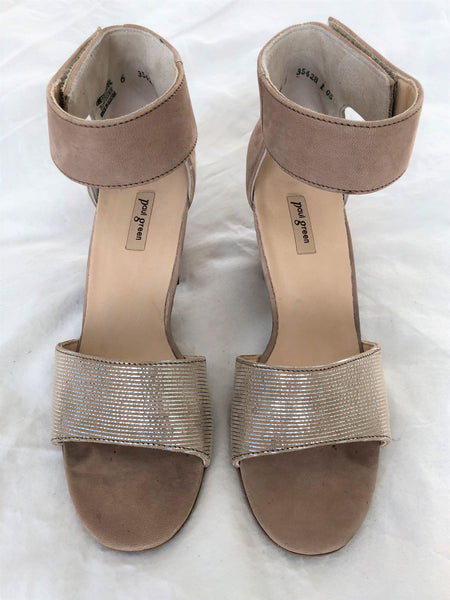 Paul Green Size 8.5 Beige and Silver Sandals - CLEARANCE