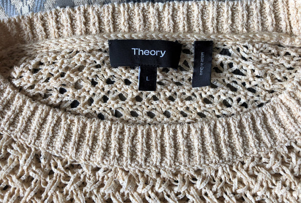 Theory Karenia Size Large Cream Knit Sweater