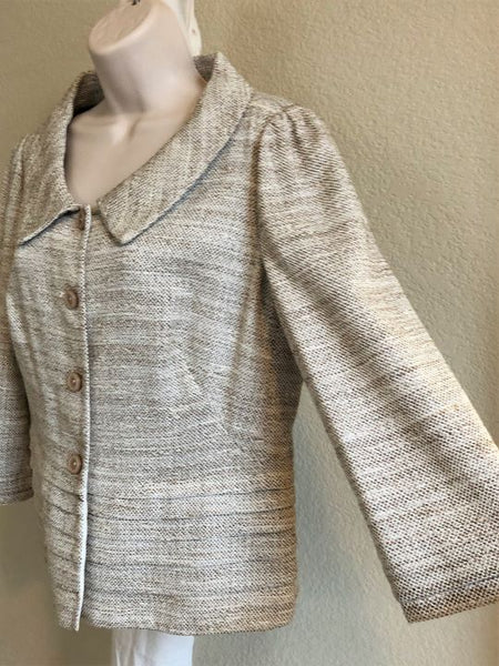 Armani Size 12 Beige Tweed Blazer