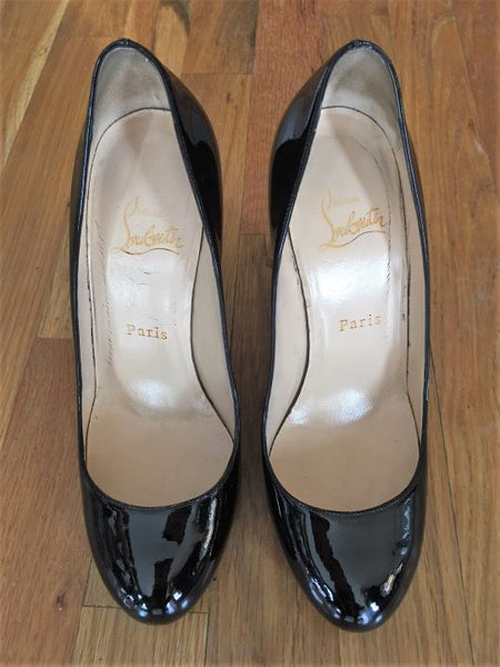 Christian Louboutin Authentic Size 7 - 7.5 Neofilo Black Patent Leather Pumps