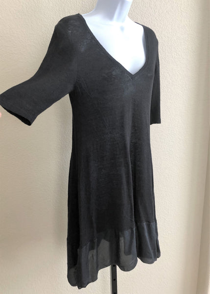 Eileen Fisher SMALL Black Ruffle Dress