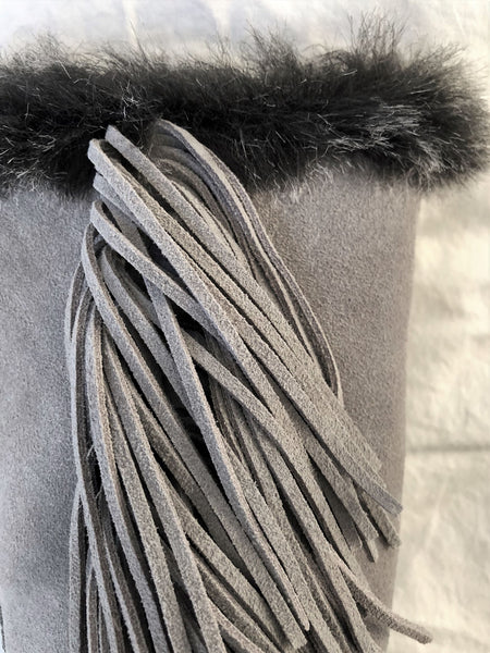 Sam Edelman Size 6 Tilden - NEW - Gray Suede Fringed Boots