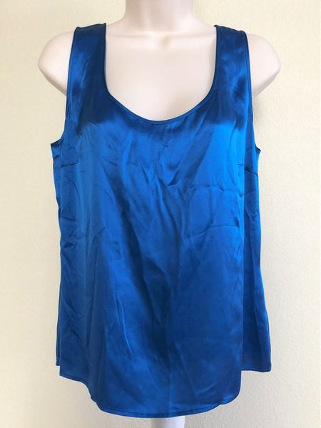 ESCADA NEW MEDIUM Blue Silk Tank Top