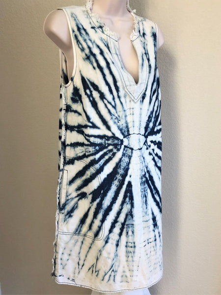 Raquel Allegra Size Large Blue Tie Dye Dress