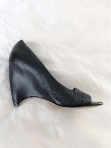 Biviel Couture Anthropologie Size 8 Sabana Black Leather Wedges