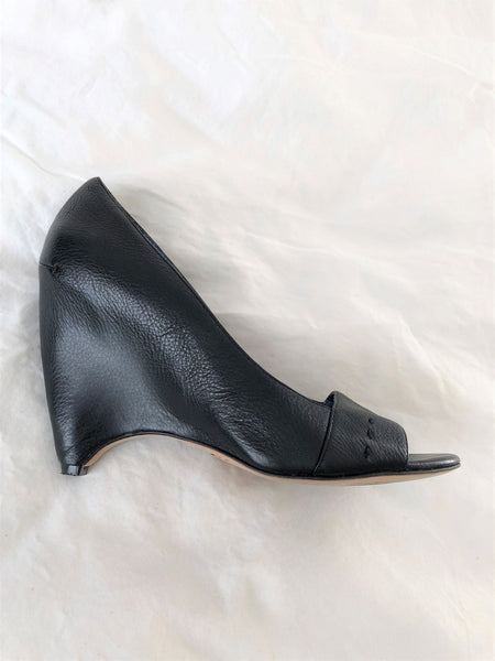 Biviel Couture Anthropologie Size 8 Sabana Black Leather Wedges