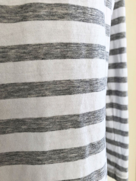 VINCE SMALL White and Gray Striped Top - CLEARANCE