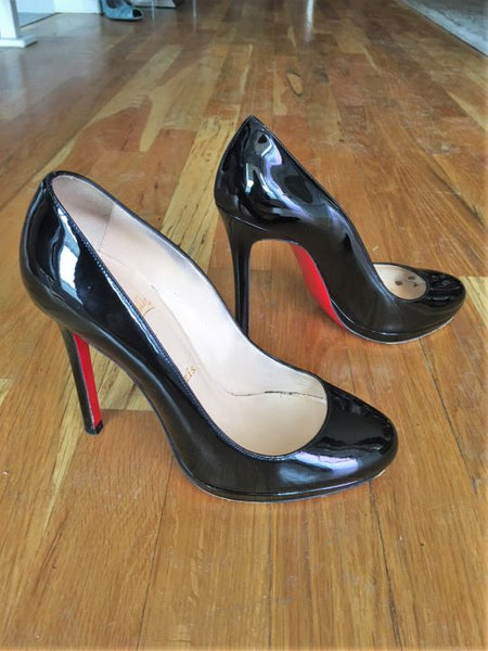 Christian Louboutin Authentic Size 7 - 7.5 Neofilo Black Patent Leather Pumps