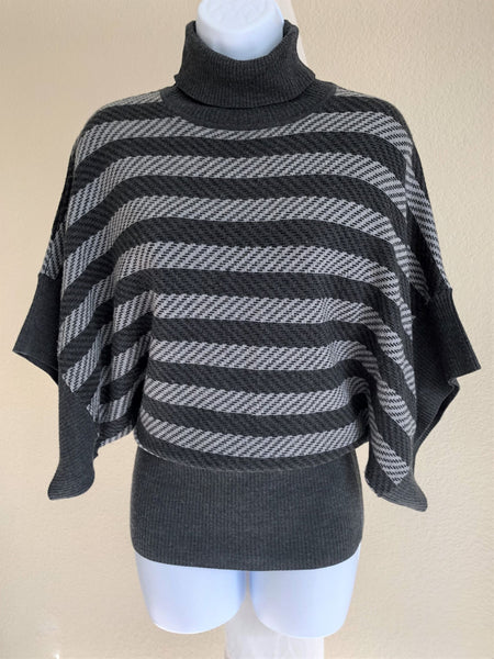Trina Turk XS PETITE Gray Wool Striped Sweater