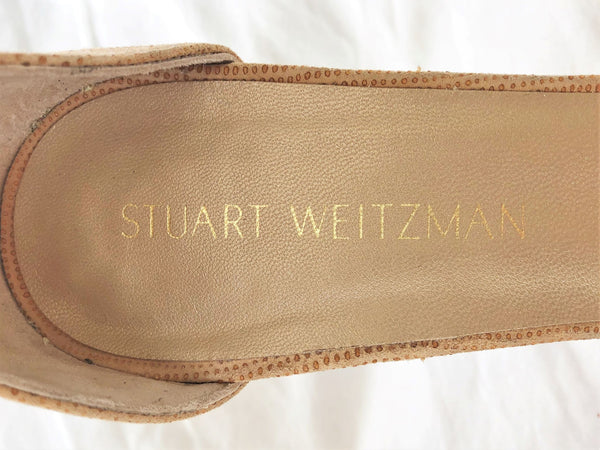Stuart Weitzman Size 9.5 Nude Leather Strappy Sandals - CLEARANCE