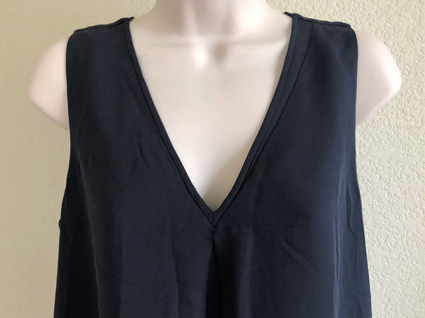 Theory SMALL Navy Lesay Silk Top