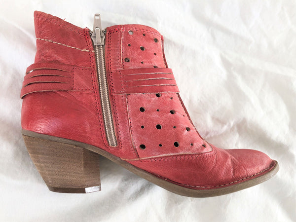 Khris Size 5.5 Red Leather Bootie - CLEARANCE