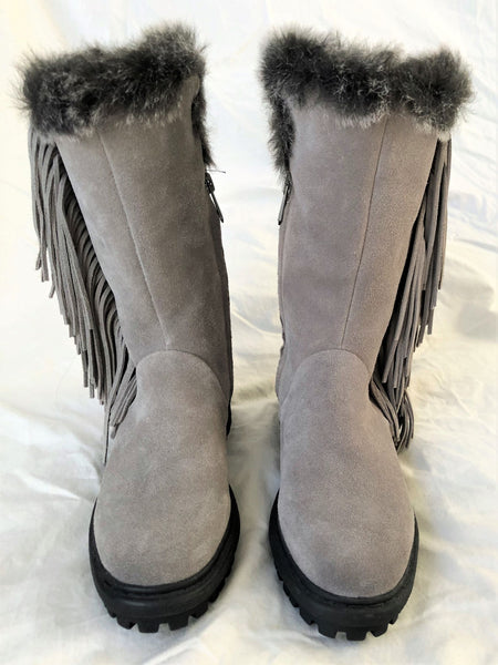 Sam Edelman Size 6 Tilden - NEW - Gray Suede Fringed Boots
