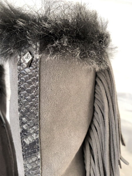 Sam Edelman Size 6 Tilden - NEW - Gray Suede Fringed Boots