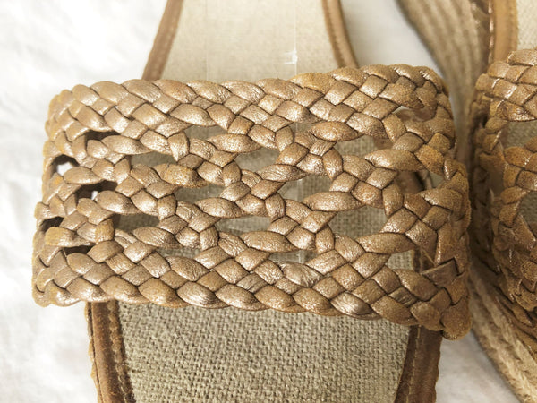 Tory Burch Size 8.5 Tan Woven Wedge Sandals